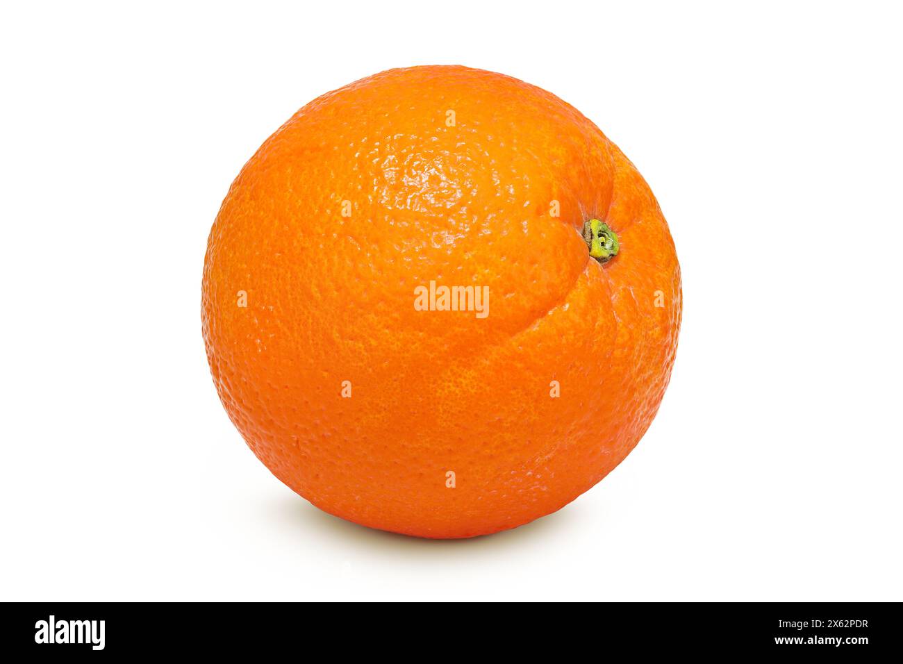Orange Frucht isoliert auf weißem Hintergrund mit voller Schärfentiefe Stockfoto