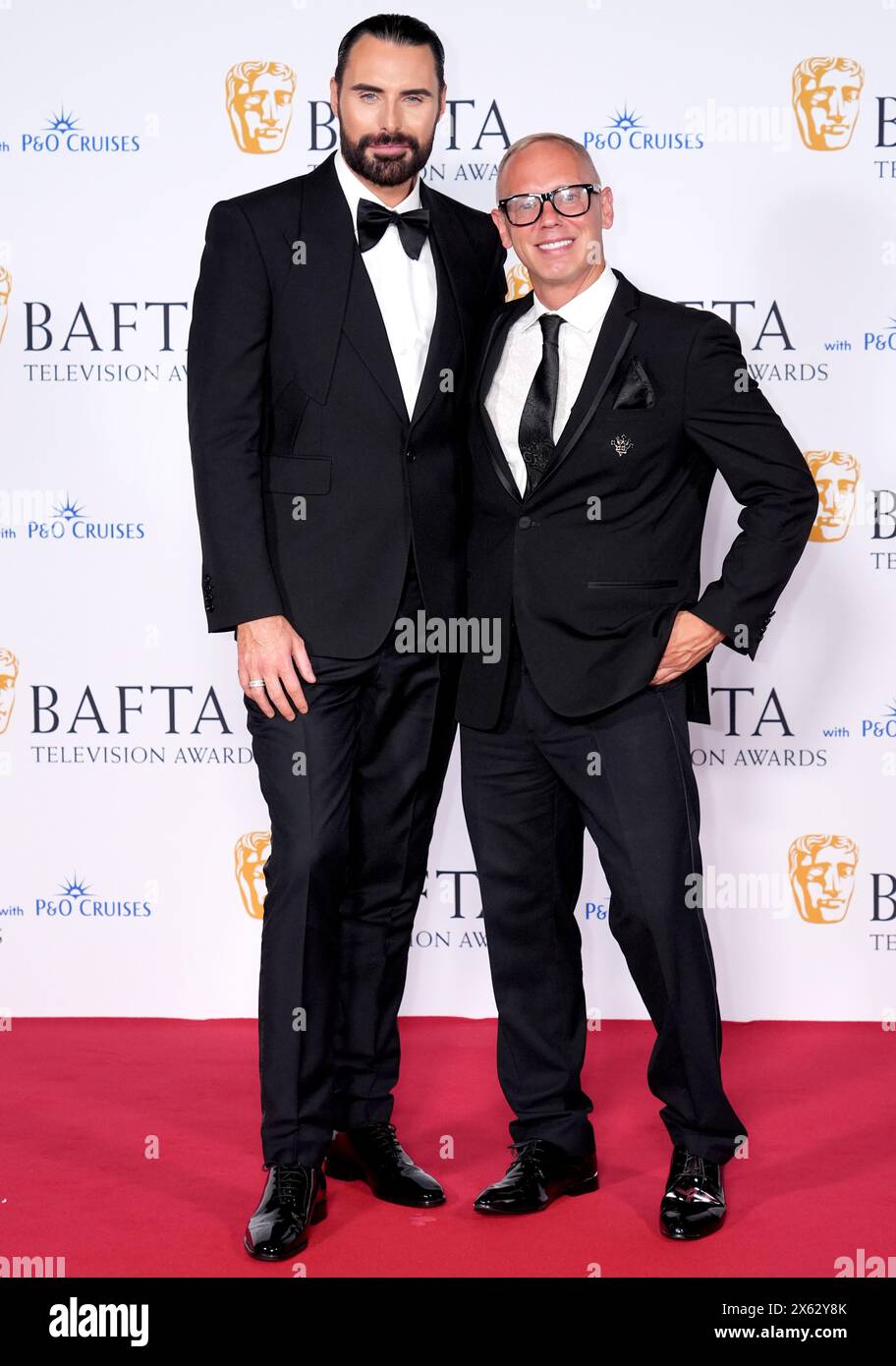 Rylan Clark und Robert Rinder im Pressesaal der BAFTA TV Awards 2024 in der Royal Festival Hall in London. Bilddatum: Sonntag, 12. Mai 2024. Stockfoto