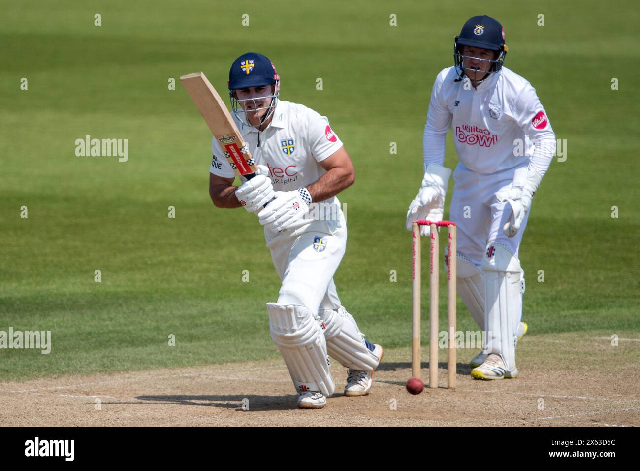 Southampton, Großbritannien, 12. Mai 2024. David Bedingham von Durham spielte während des Vitality County Championship-Spiels zwischen Hampshire und Durham im Utilita Bowl, Southampton Credit: Dave Vokes/Alamy Live News Stockfoto