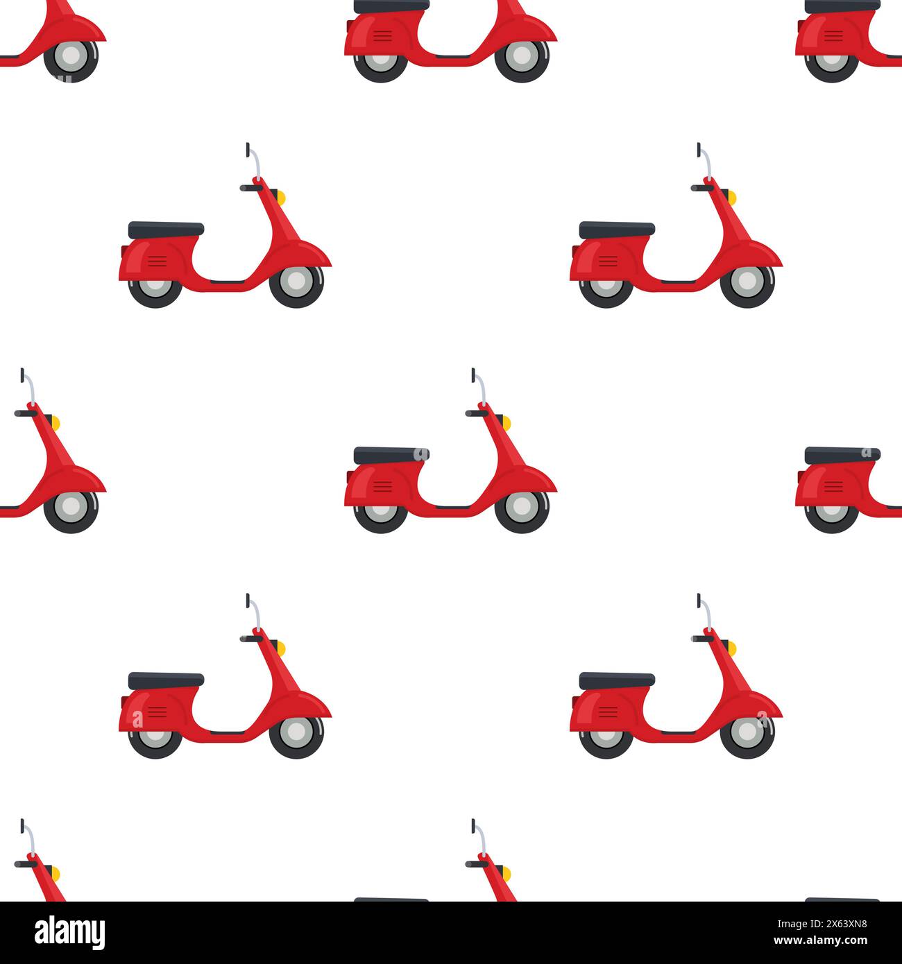 Nahtloser Hintergrund mit dem Logo des Motorrads für die Lieferung. Roller Bike Vektor Symbol Muster. Stock Vektor