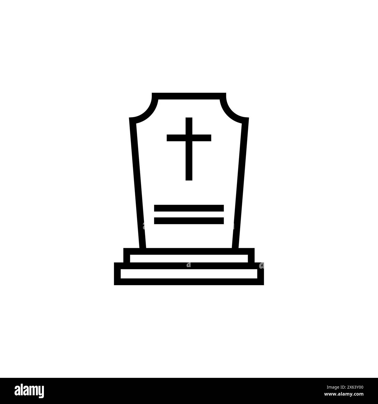 Symbol für Gravektorenrippen. Grabstein Grabstein Tod Ruhe in Frieden flach Beerdigung Symbol. Stock Vektor