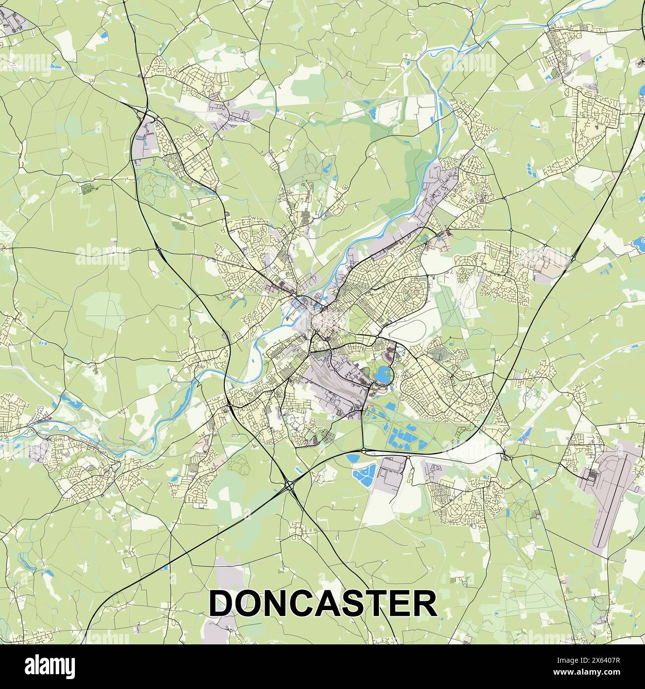 Doncaster, Vereinigtes Königreich Karte Poster Kunst Stock Vektor