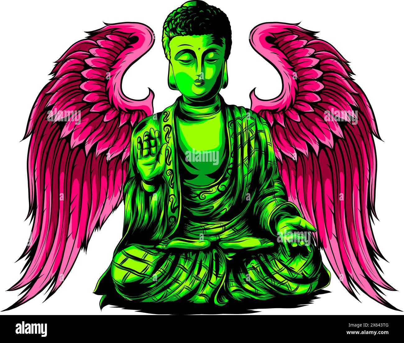 buddha thailand Statue Kultursymbol auf weißem Hintergrund Stock Vektor