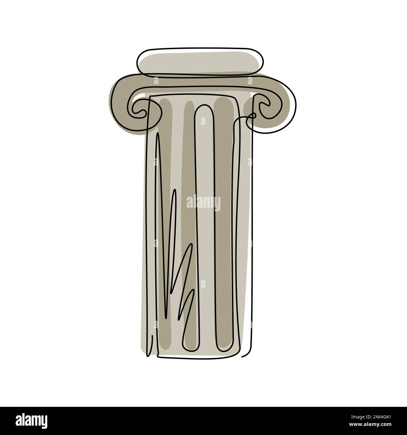 Durchgehende einzeilige Zeichnung von antiken römischen und historischen klassischen Dekorationen gotische Säulen und Friese im alten venezianischen Stil. Klassische Säule. Sünde Stock Vektor