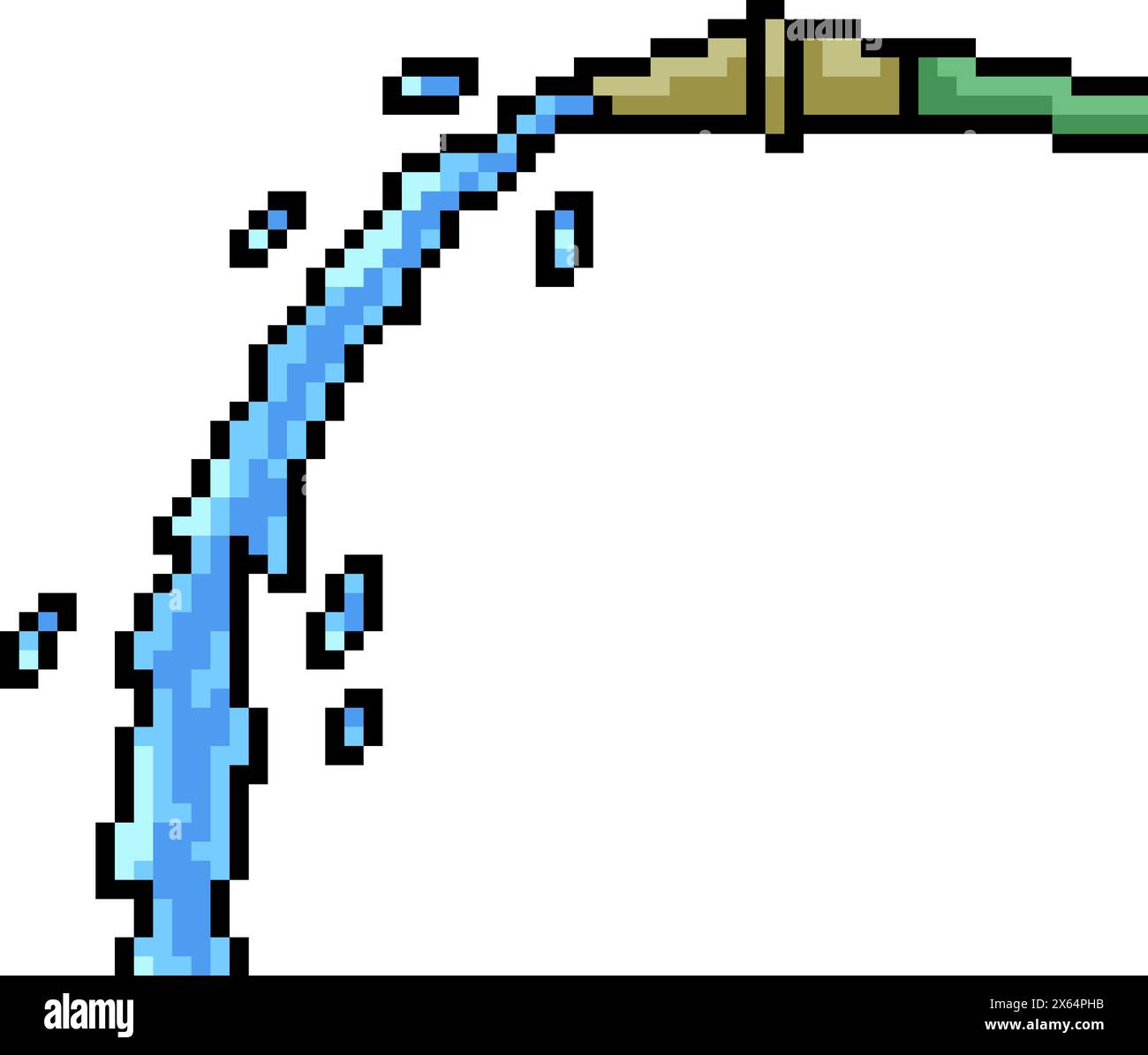 Pixelart des Schlauchwassers, das isolierten Hintergrund ausgießt Stock Vektor