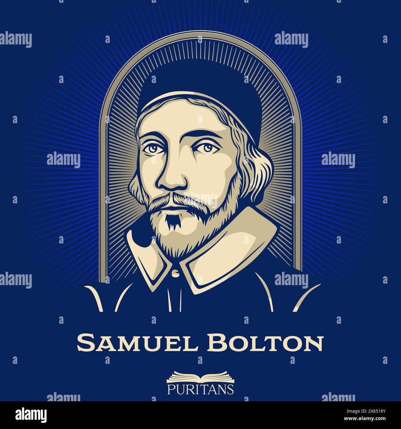 Großartige Puritaner. Samuel Bolton (1606–1654) war ein englischer Geistlicher und Gelehrter, Mitglied der Westminster Assembly und Master of Christ's College, C. Stock Vektor