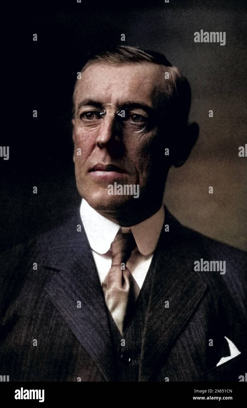 Wilson, Thomas Woodrow, 28.12.1856 - 3.2.1924, US-Politiker (Demokrat), ADDITIONAL-RIGHTS-CLEARANCE-INFO-NOT-AVAILABLE Stockfoto