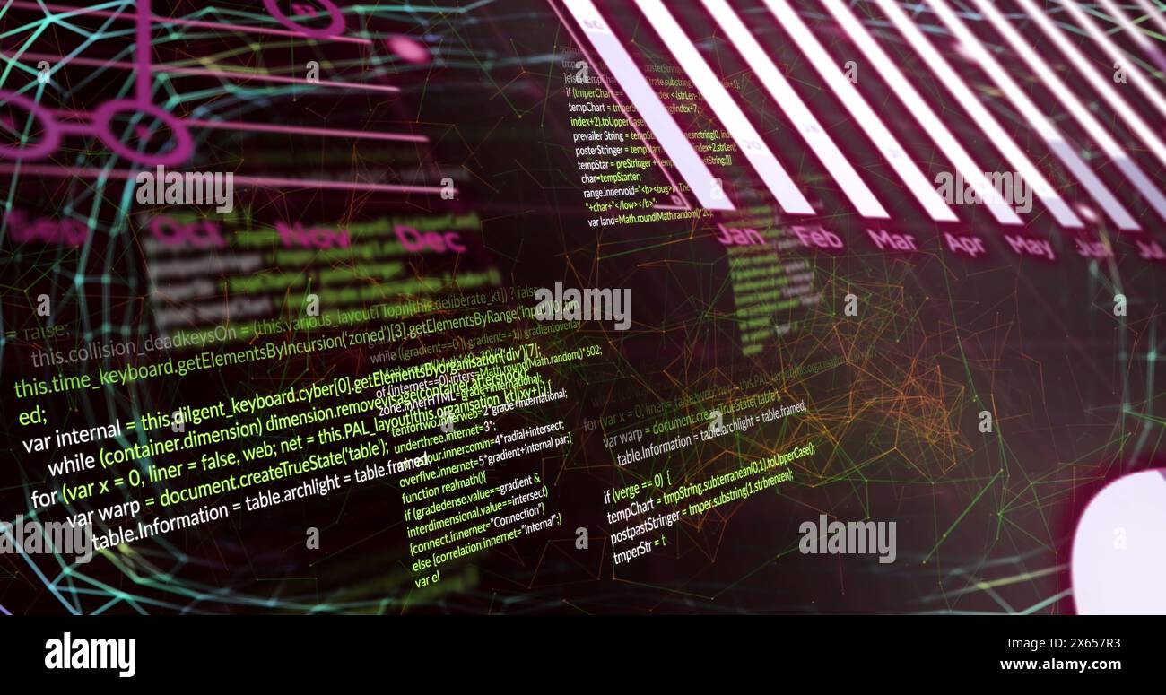 Bild der Grafik und Datenverarbeitung auf schwarzem Hintergrund Stockfoto