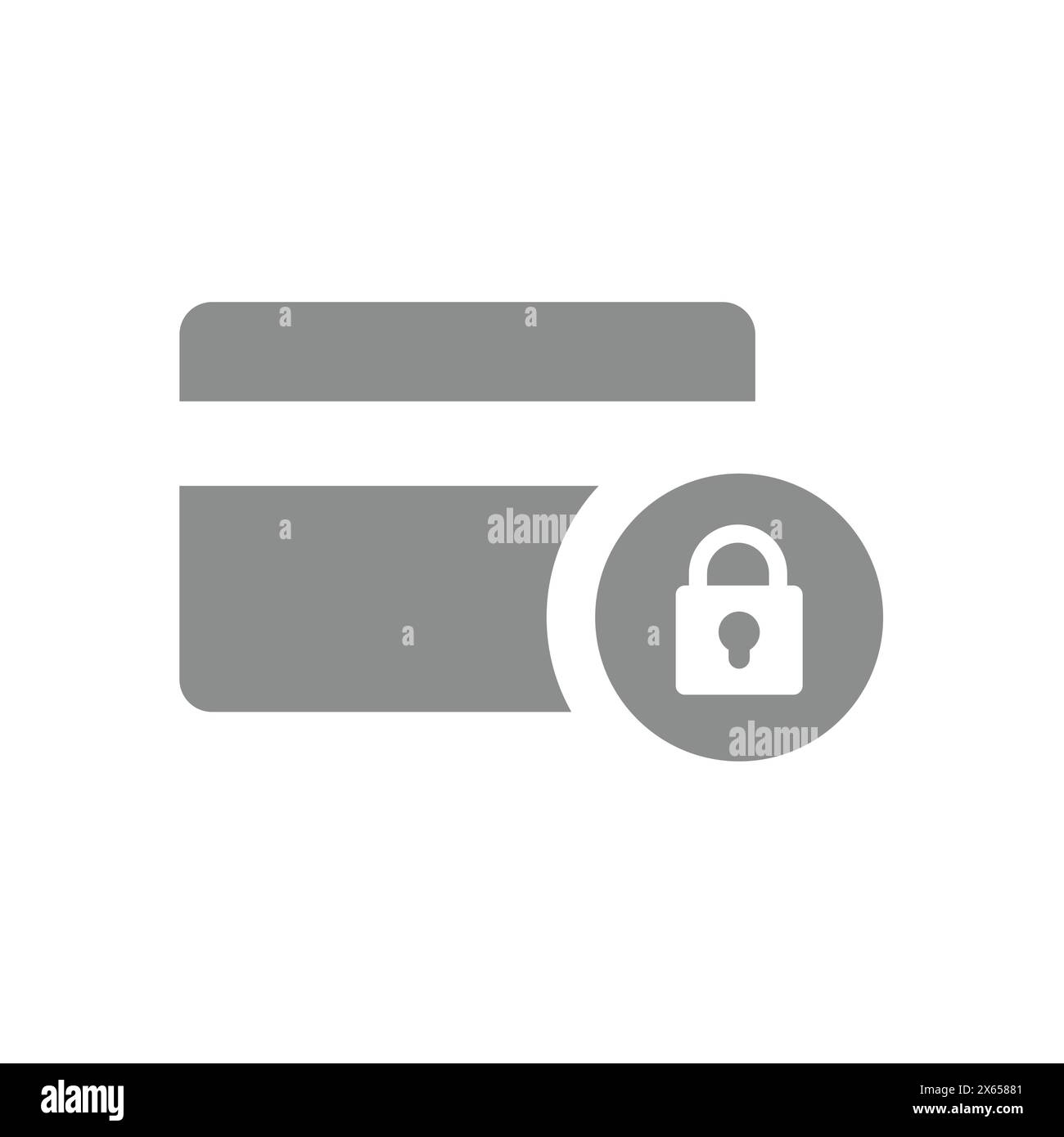 Vektorsymbol für sichere und gesicherte Zahlungen. Symbol für Kreditkarte und Vorhängeschloss. Stock Vektor