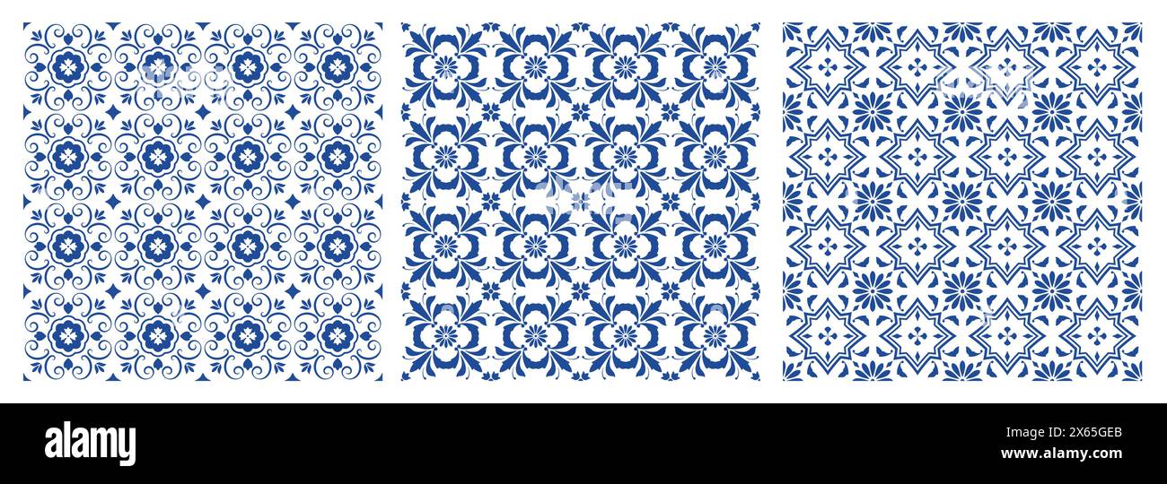 Keramikküche mit Flickwerk. Nahtloser Druck von Vintage-orientalischen Mosaikfliesen, marokkanische Bodenwanddekoration mit ornamentalen Mustern. Vektortextur Stock Vektor