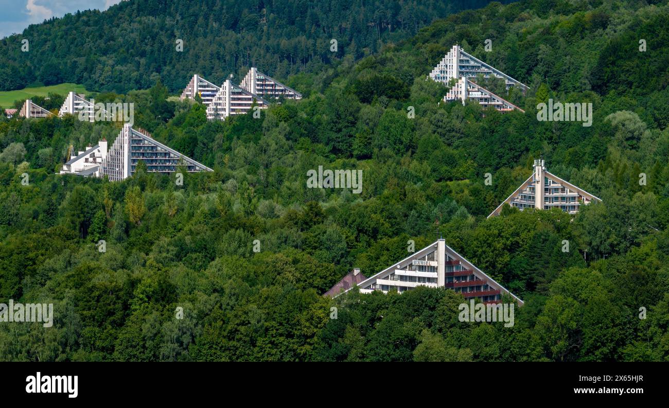 Pyramiden in Ustron, Sanatoriumskomplex in Ustron-Zawodzie Stockfoto