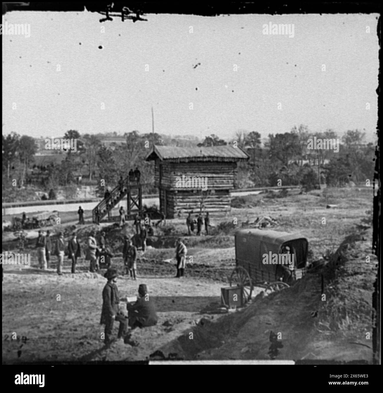 Arlington Heights, Virginia Blockhaus in der Nähe der Aqueduct Bridge, Bürgerkriegsfotos 1861-1865 Stockfoto