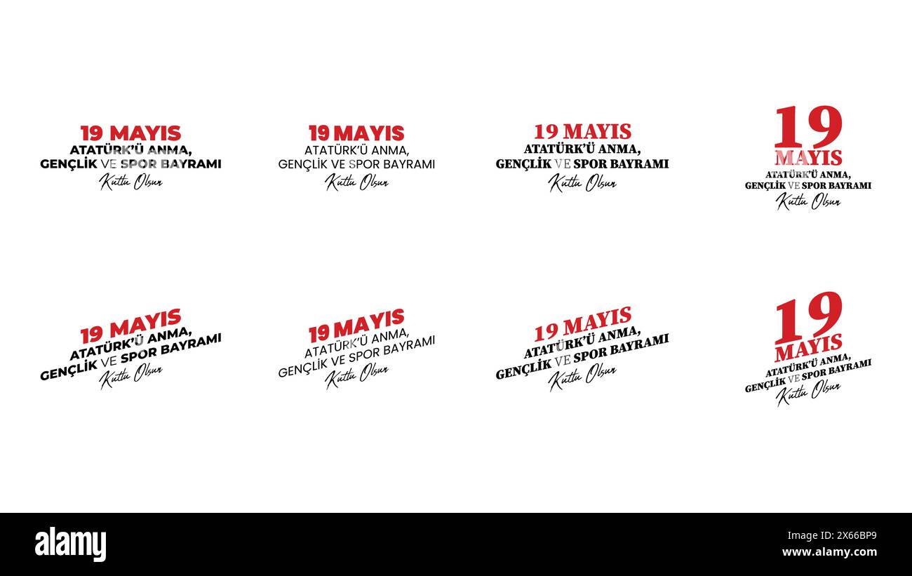 Vektortypografie für den 19. Mai Atatürk-Gedenktag und den Jugendsporttag Stock Vektor