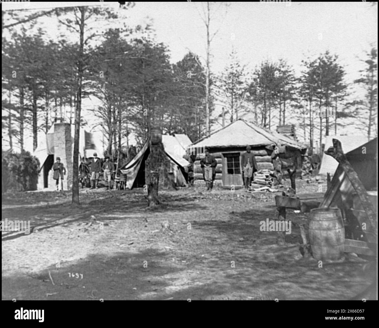 Brandy Station, Va Hauptquartier der 1. Brigade, Pferdeartillerie, Bürgerkriegsfotos 1861-1865 Stockfoto