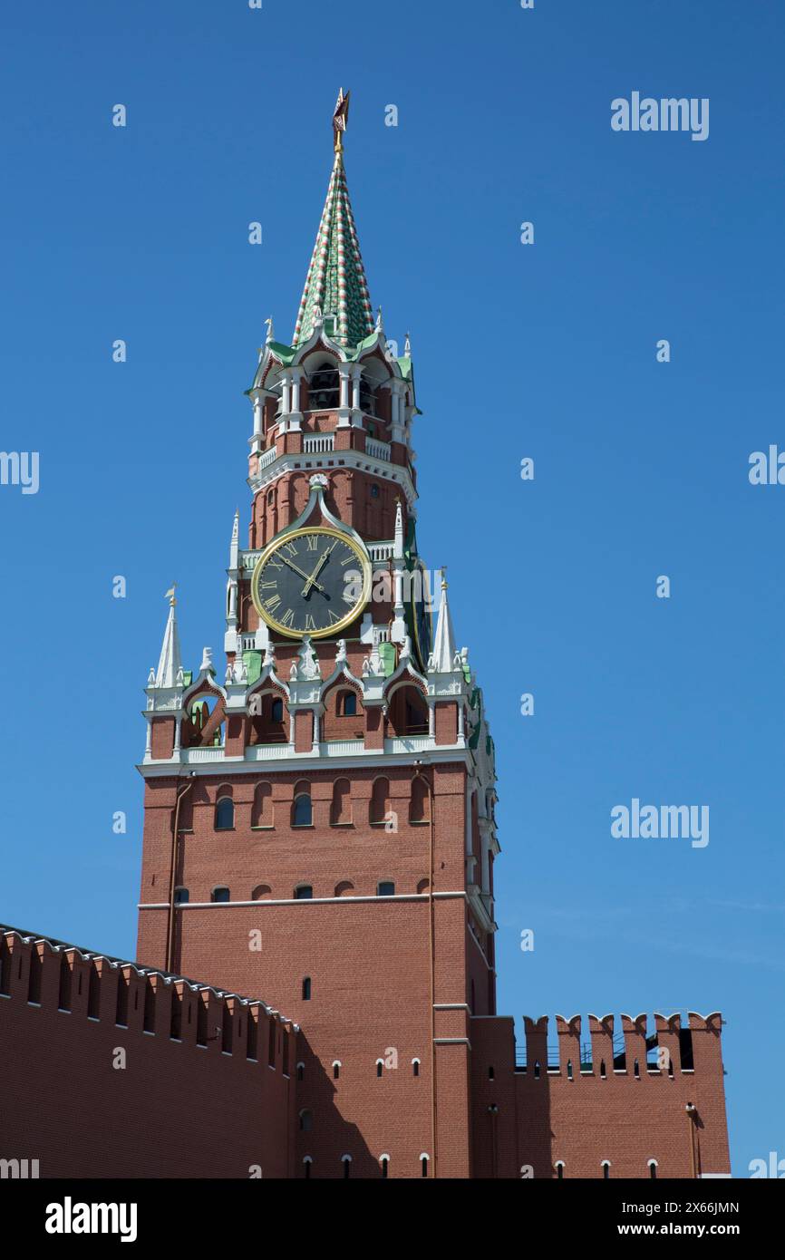 Kreml Uhrenturm, der Rote Platz, Weltkulturerbe der UNESCO, Moskau, Russland Stockfoto
