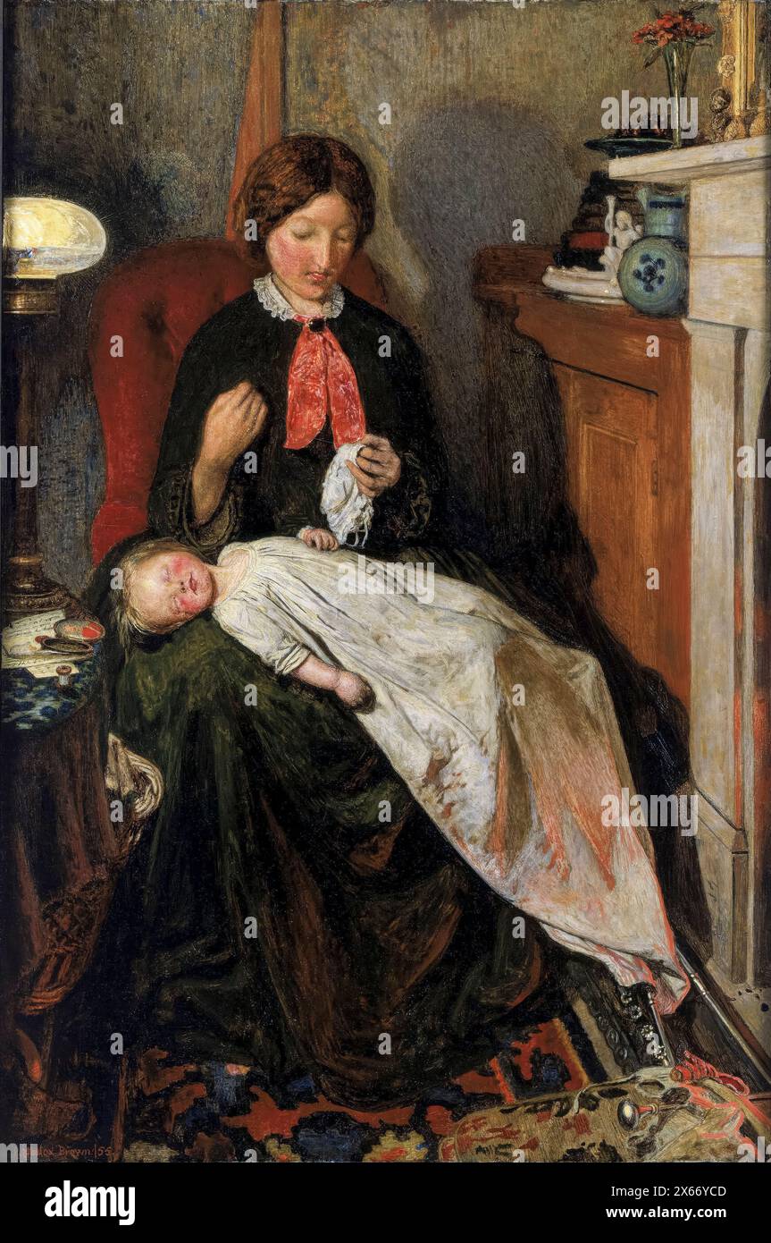 Ford Madox Brown, Warten, ein englischer Kamin von 1854-55, Ölgemälde auf Platte, 1851-1855 Stockfoto