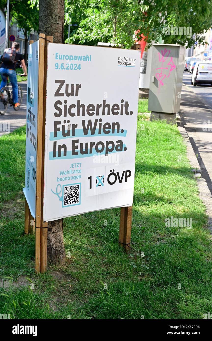 Wien, Österreich. Mai 2024. ÖVP-Poster für die Europawahlen 2024 mit ÖVP-Spitzenkandidat Reinhold Lopatka Stockfoto
