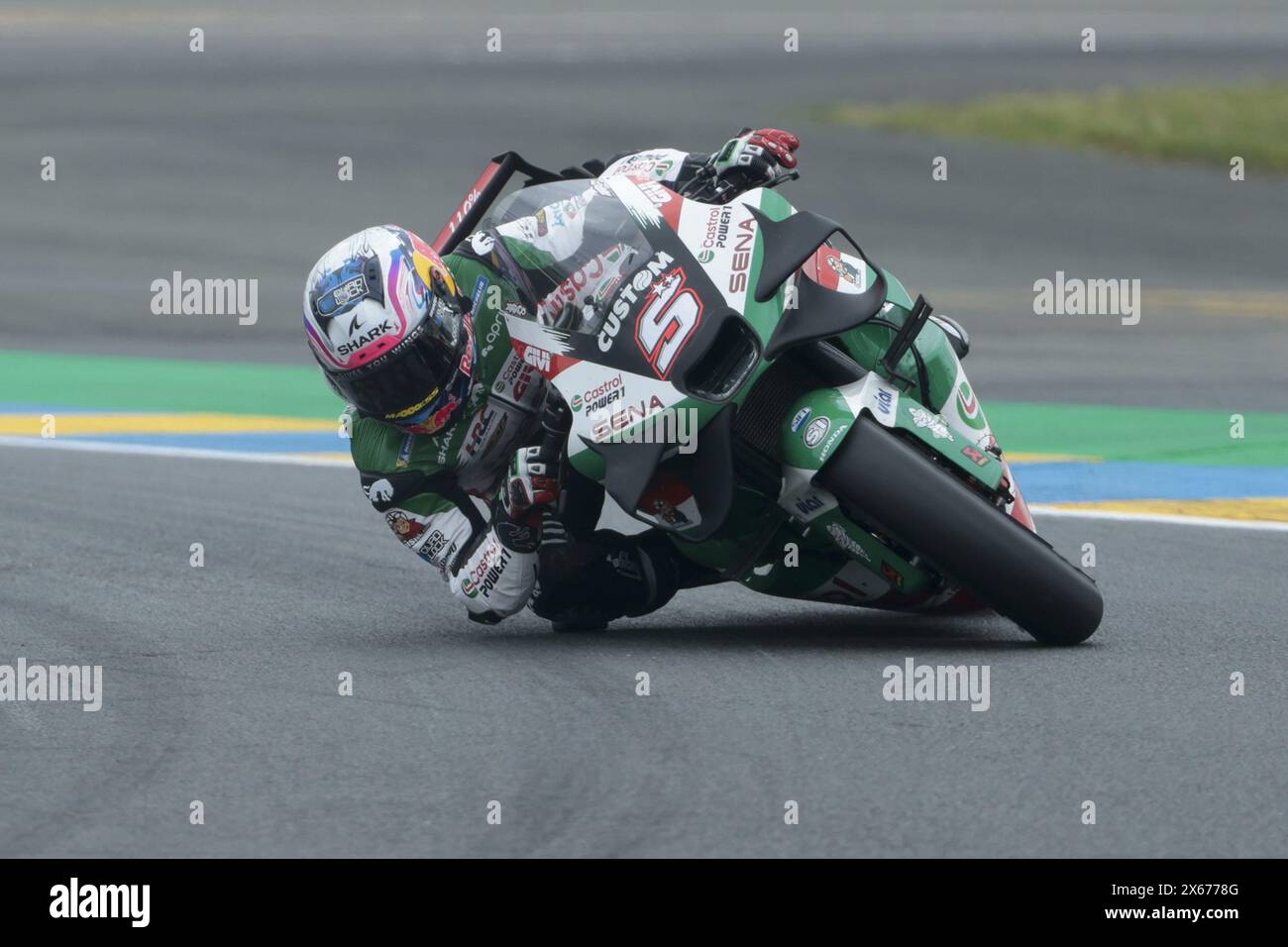 Johann Zarco von Frankreich #5 und LCR Honda Castrol im Einsatz beim MotoGP Michelin Grand Prix de France 2024 (27 Runden) am 3. Tag auf dem Circuit Bugatti am 12. Mai in Le Mans, Frankreich Stockfoto