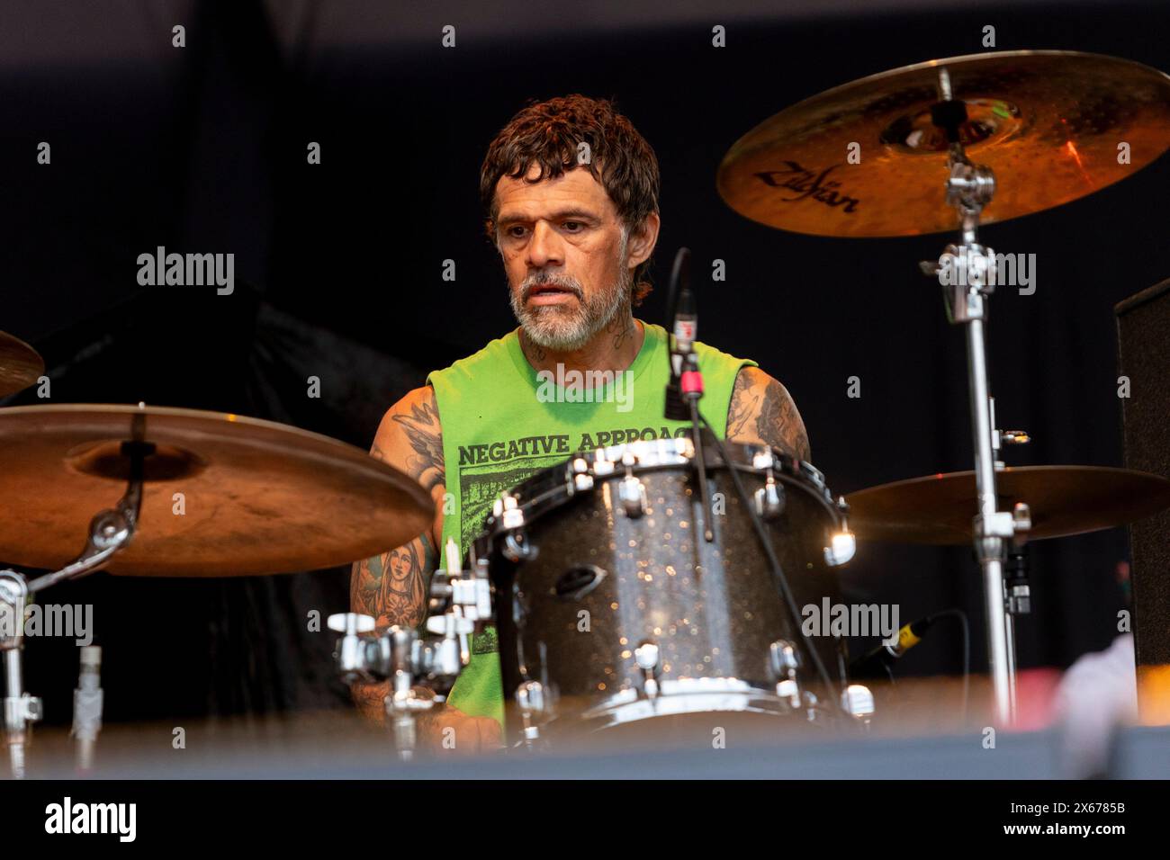 Kevin Fitzgerald von Circle Jerks tritt am 12. Mai 2024 live im Carroponte in Mailand auf. (Foto: Mairo Cinquetti/NurPhoto) Stockfoto