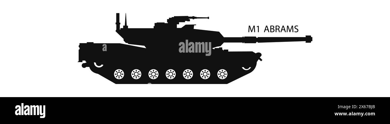 Militärfahrzeug. M1 Abrams Kampfpanzer. Militärischer Raupenpanzer. Armeetransport-Vektor. Panzerwaffe. Vektorabbildung. Stock Vektor