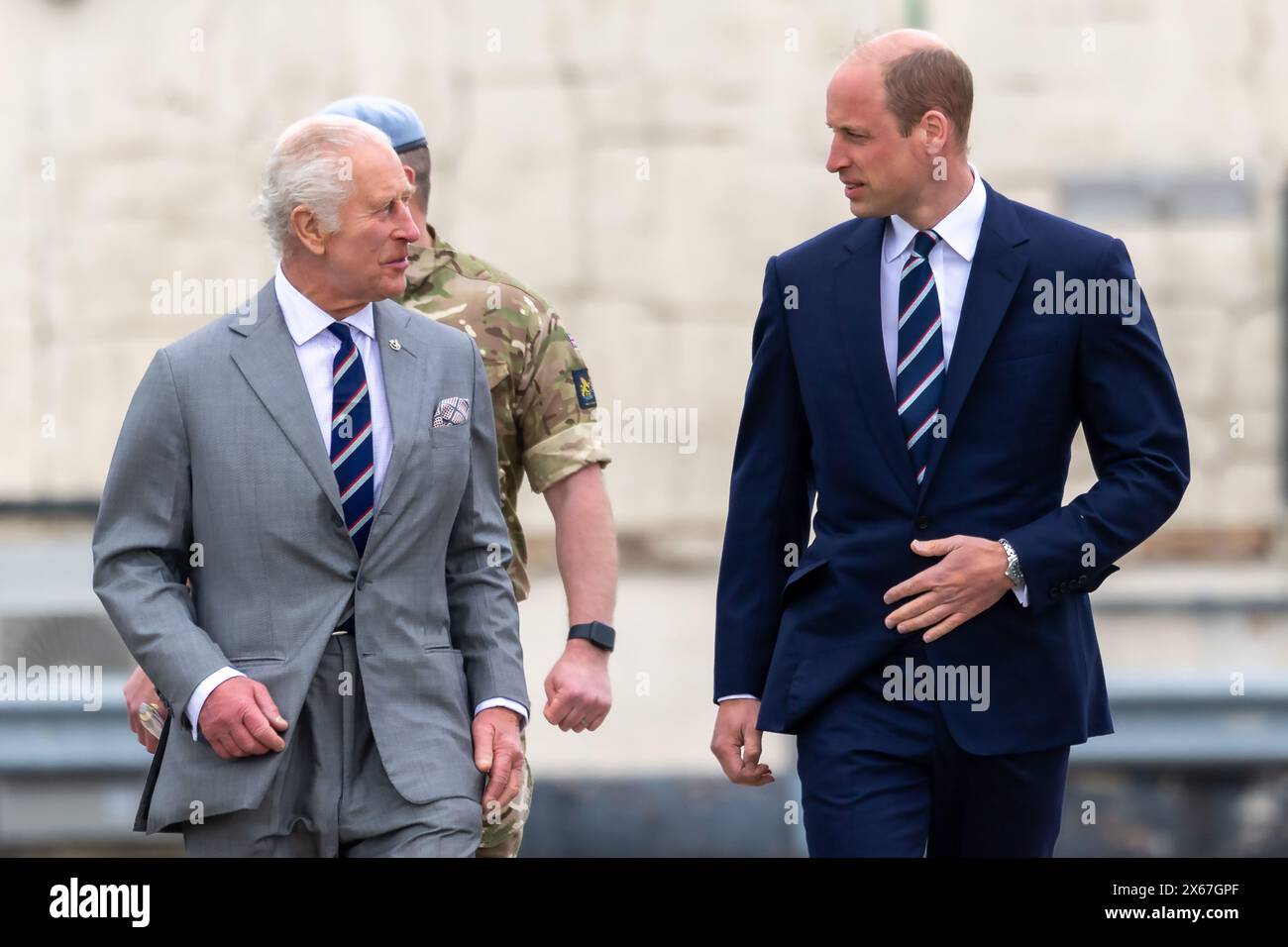 Middle Wallop, Großbritannien, 13. Mai 2024. Seine Majestät König Karl III. Übergab offiziell die Rolle des Oberstefs des Army Air Corps an seine Königliche Hoheit den Prinzen von Wales im Army Aviation Centre in Middle Wallop, Hampshire. Quelle: A.A. Gill/Alamy Live News Stockfoto