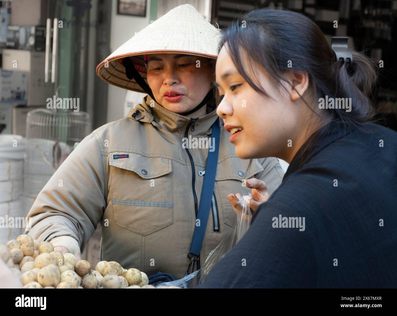 Kauf und Verkauf von Hanoi Stockfoto