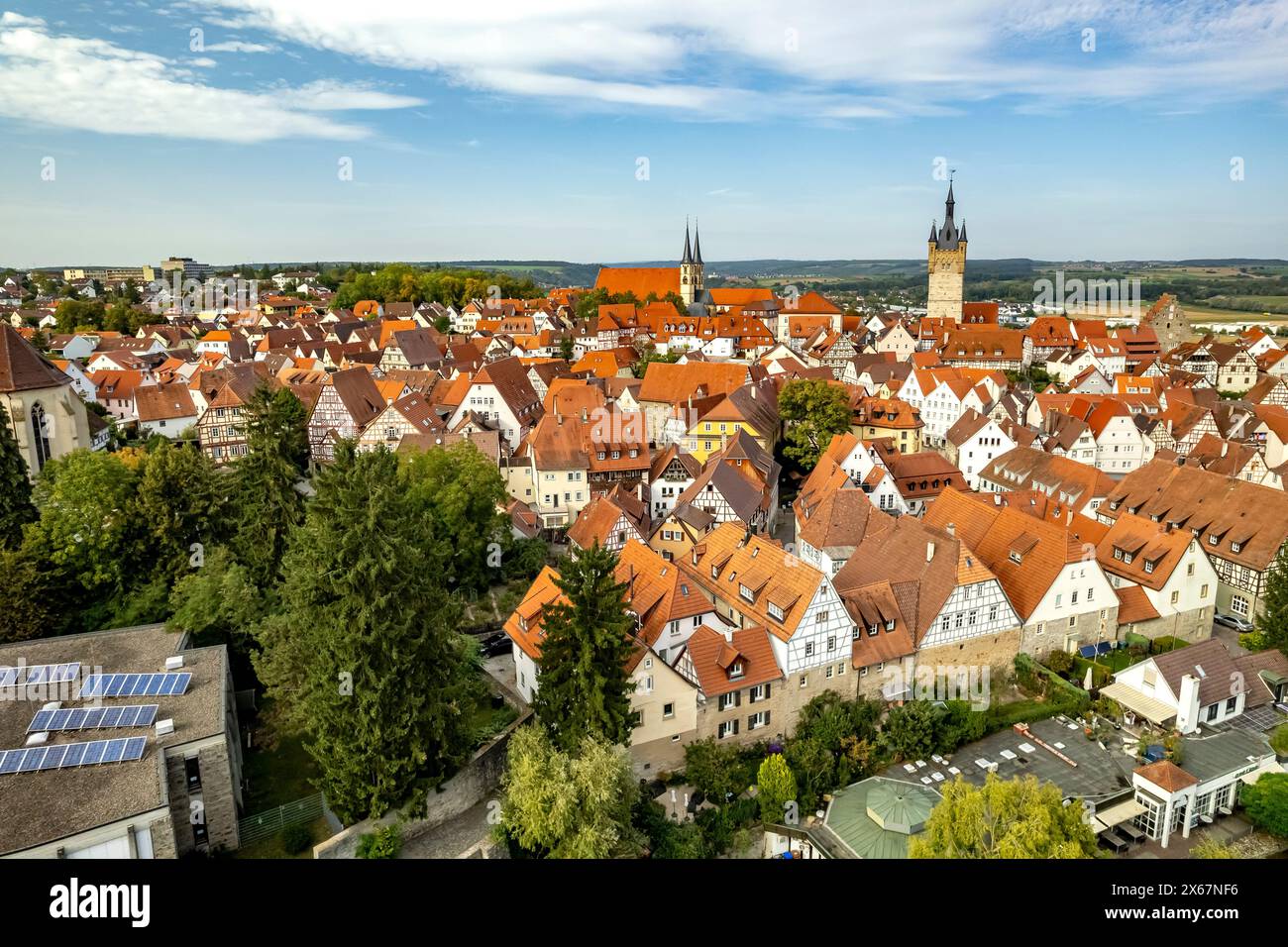 Stadtansicht von Bad Wimpfen aus der Luft, Kraichgau, Baden-Württemberg, Deutschland Stockfoto