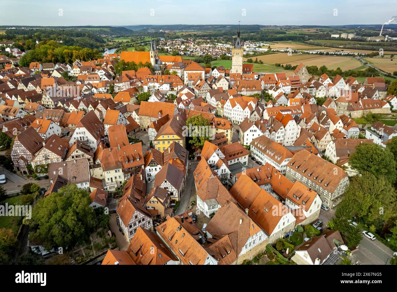 Stadtansicht von Bad Wimpfen aus der Luft, Kraichgau, Baden-Württemberg, Deutschland Stockfoto