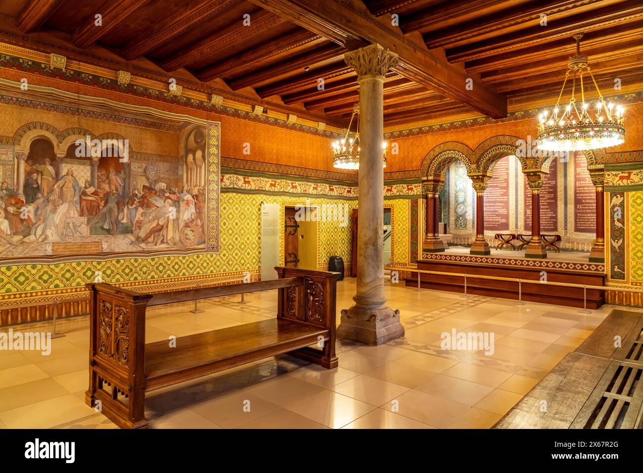 Der Sängersaal auf Schloss Wartburg in Eisenach, Thüringen Stockfoto