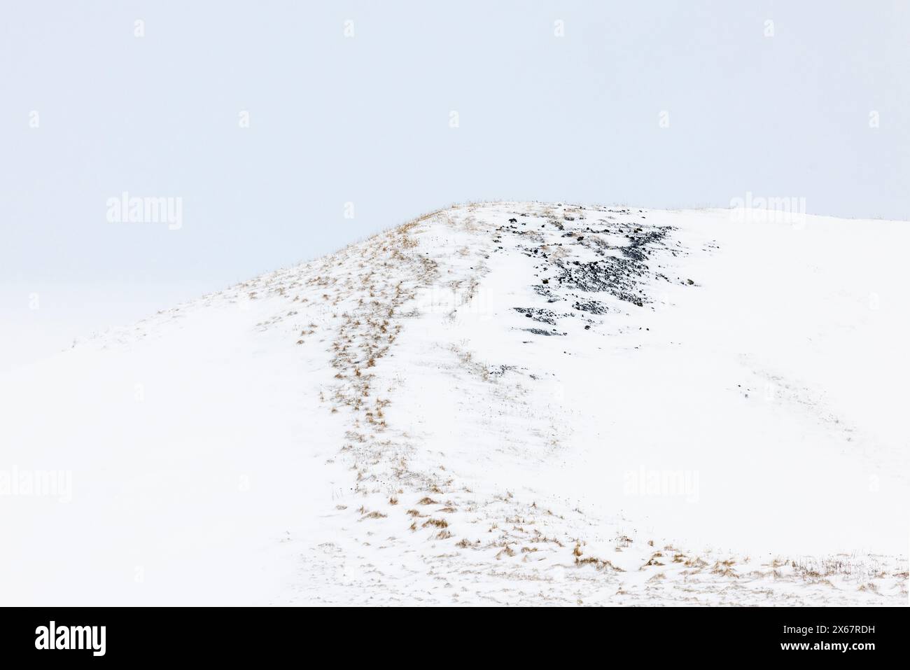 Schneebedeckte Landschaft am Lake Myvatn in Nord-Island Stockfoto