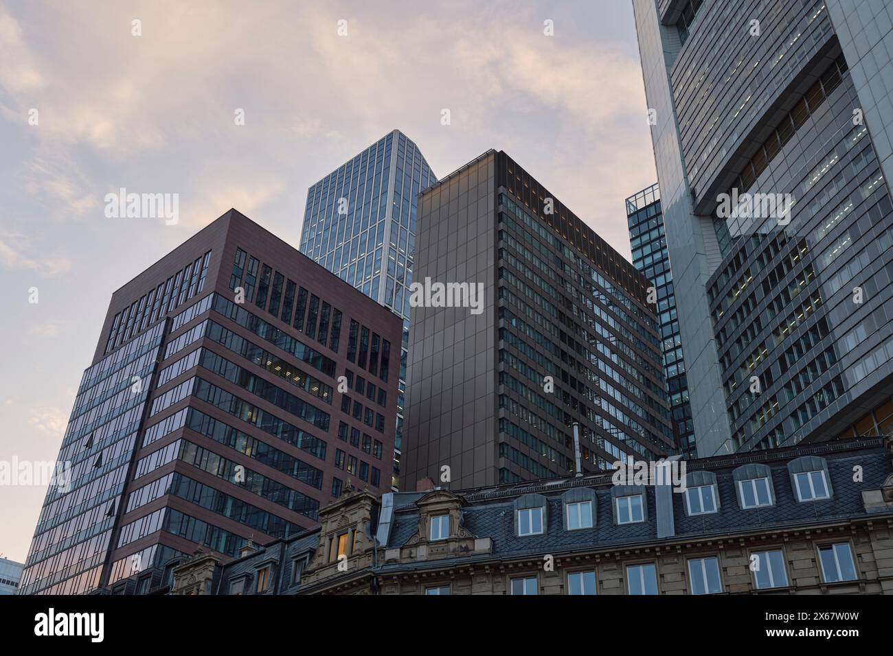 Hochhäuser im Finanzzentrum Frankfurt am Main, Hessen Stockfoto