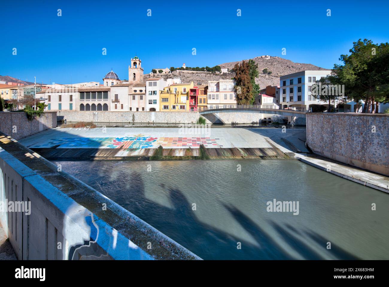 Rio Segura, Kirche, Santas Justa y Rufina, Seminario diözesano, Monte San Miguel, Altstadt, Architektur, Orihuela, Autonomy of Valencia, Spanien, Stockfoto