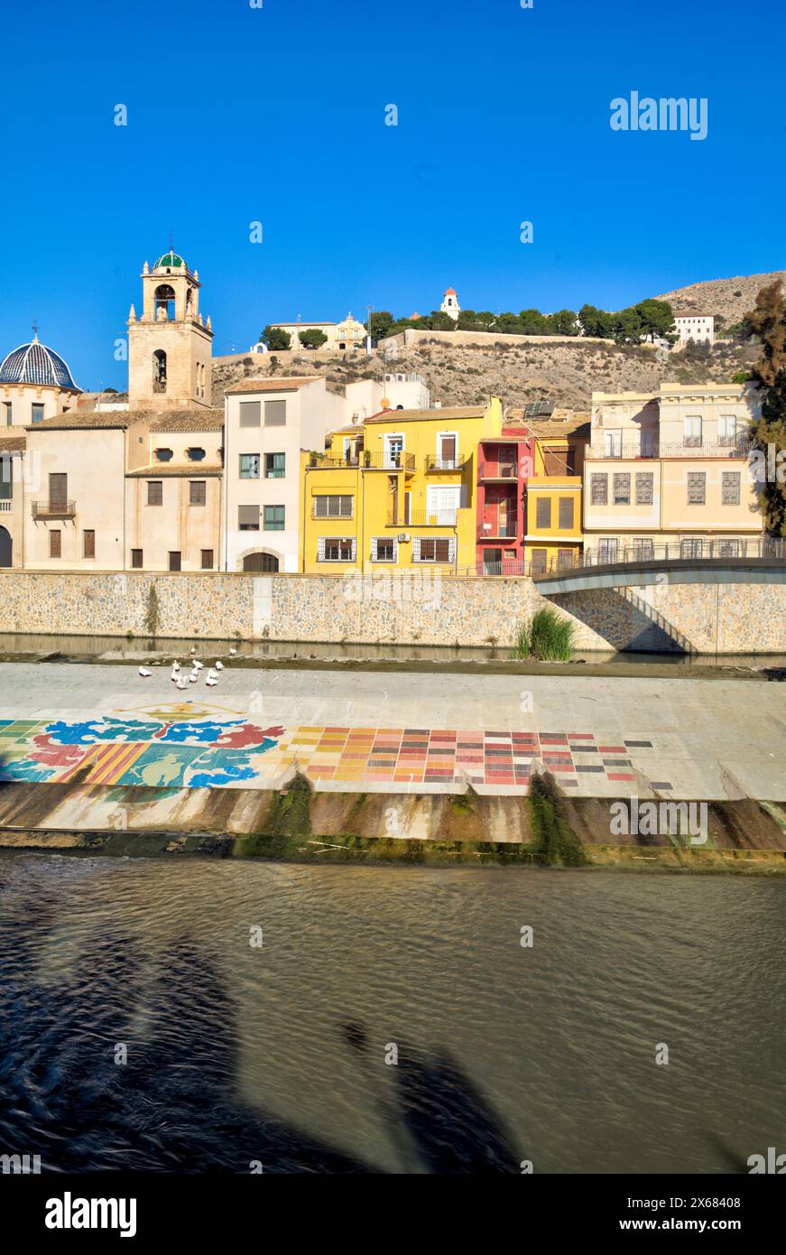 Rio Segura, Kirche, Santas Justa y Rufina, Seminario diözesano, Monte San Miguel, Altstadt, Architektur, Orihuela, Stockfoto