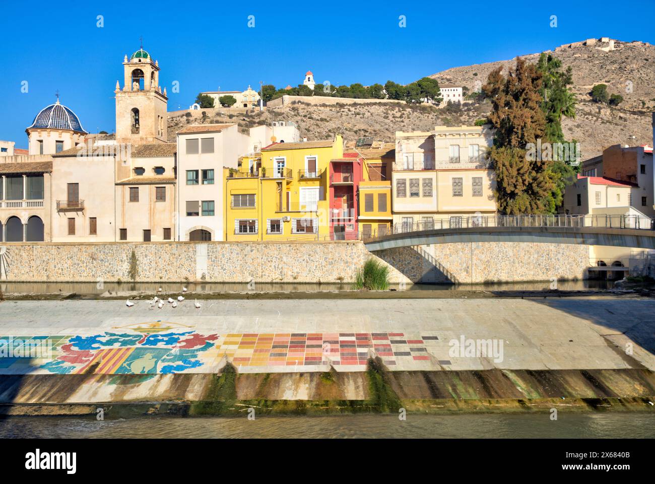 Rio Segura, Kirche, Santas Justa y Rufina, Seminario diözesano, Monte San Miguel, Altstadt, Architektur, Orihuela, Autonomy of Valencia, Spanien, Stockfoto