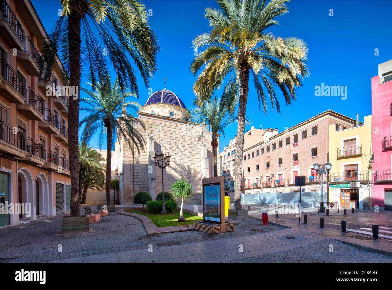 Hausfassade, Kirche, Santas Justa y Rufina, Altstadt, Architektur, Orihuela, Vega Baya del Segura, Valencianische Gemeinde, Spanien, Stockfoto