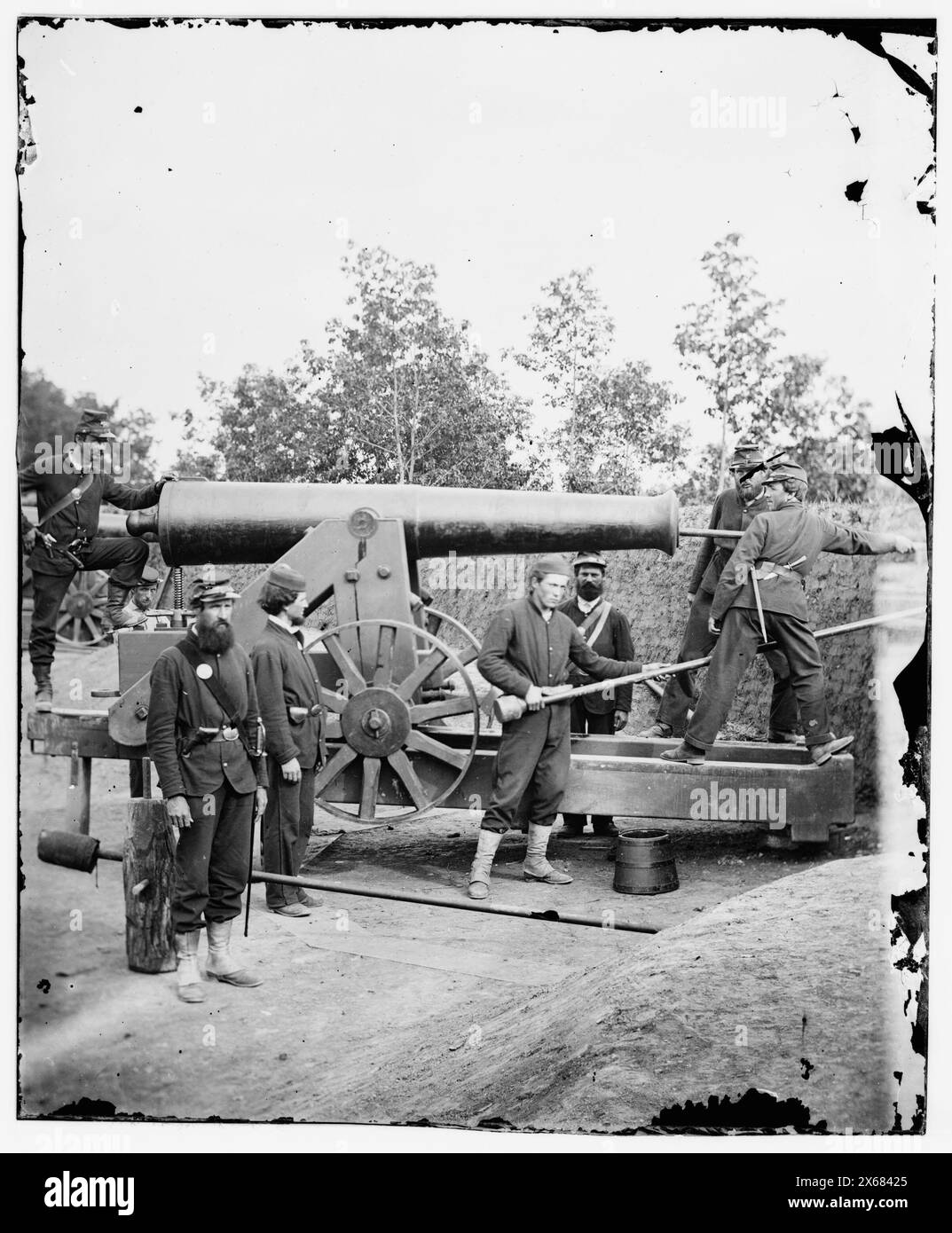 Arlington, Virginia. Große Waffe in Fort Woodbury, Bürgerkriegsfotos 1861-1865 Stockfoto