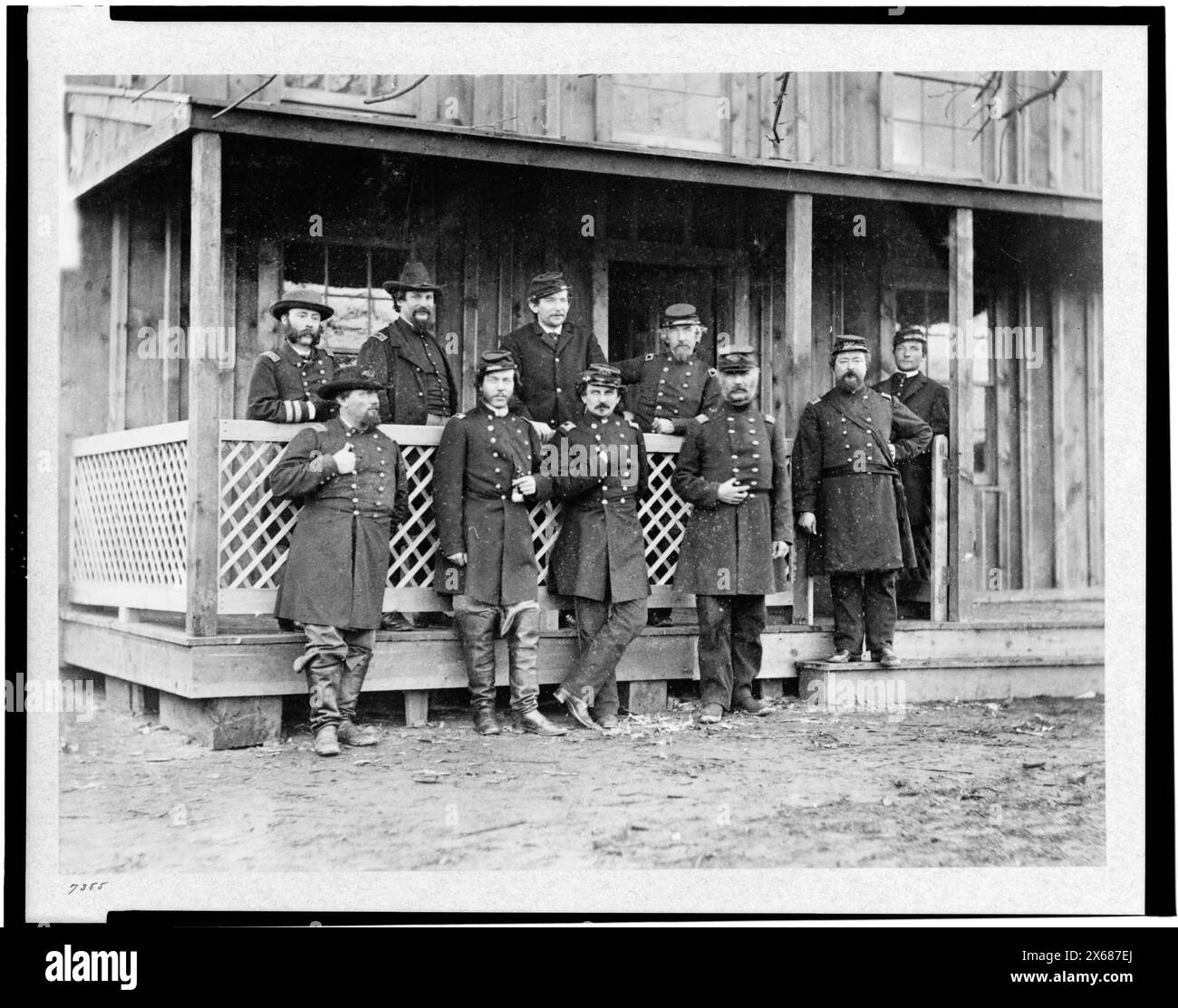Offiziersgruppe am Acquia Creek, Februar 1863, Bürgerkriegsfotos 1861-1865 Stockfoto