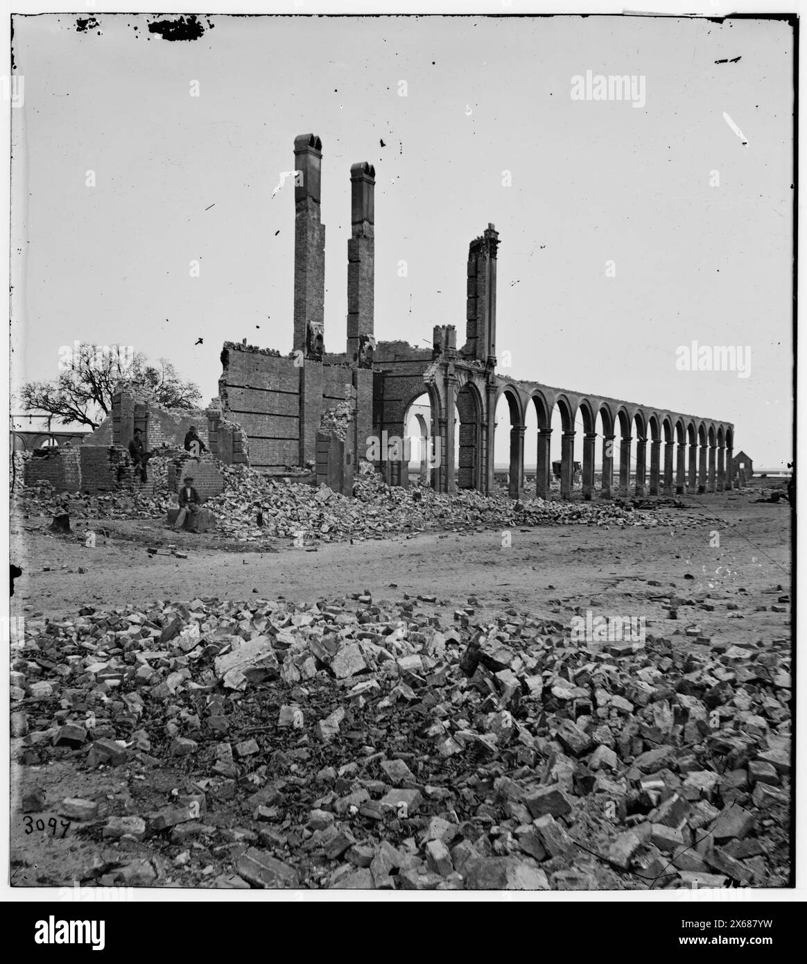 Charleston, South Carolina. Ruinen des Depots der North Eastern Railroad, Fotos des Bürgerkriegs 1861-1865 Stockfoto