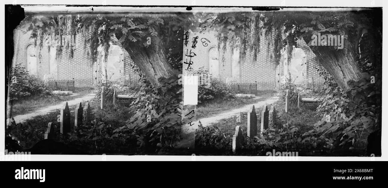 Friedhof in der St. John's Episcopal Church, Hampton, Virginia, Bürgerkriegsfotos 1861-1865 Stockfoto