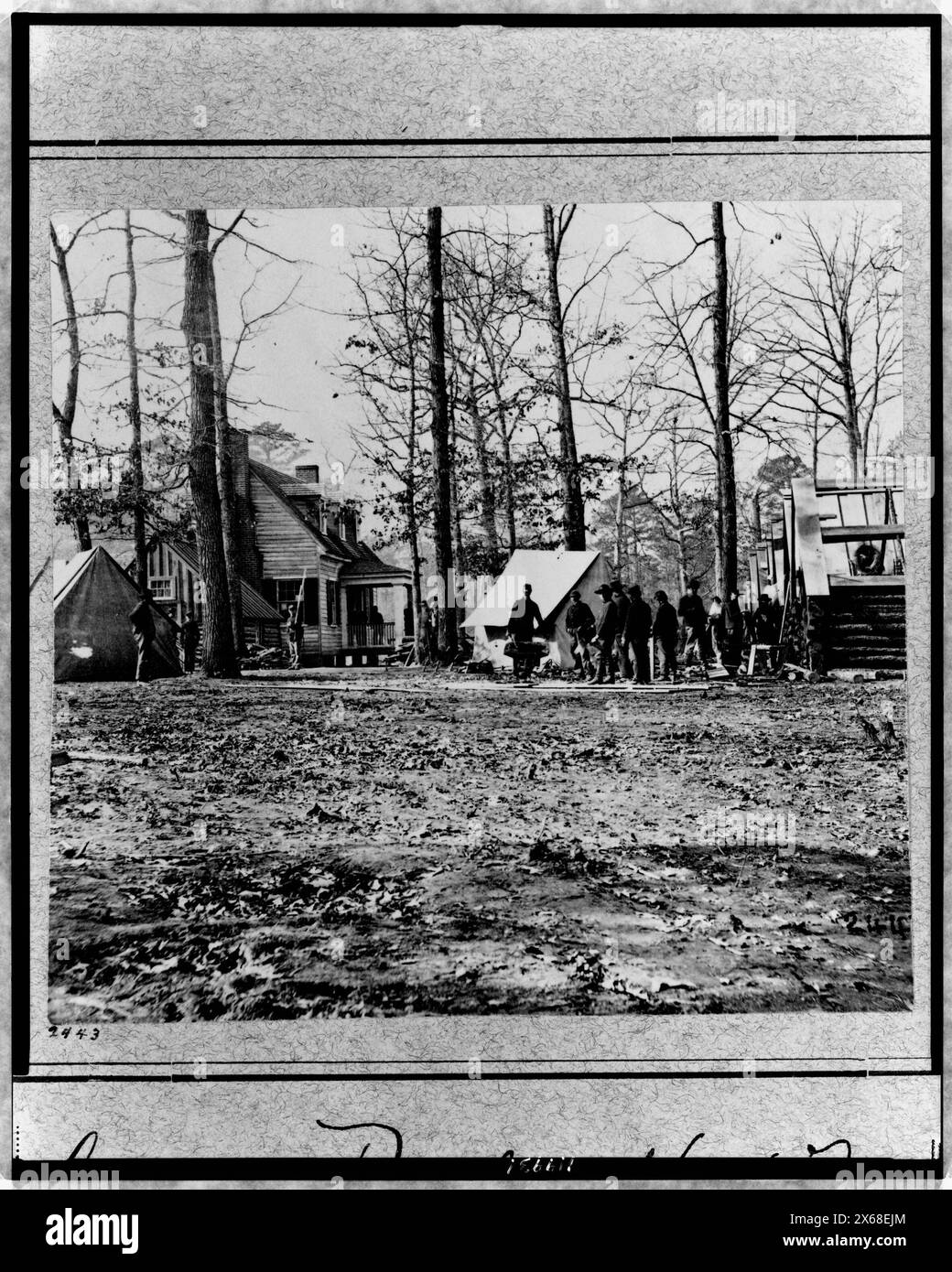 General Butlers Hauptquartier, Chapins Farm, Sammlung von Bürgerkriegsfotos (Library of Congress)., Nr. 2443. Butler, Benjamin F.--(Benjamin Franklin),--1818-1893--Häuser & Spucke. Militärquartier--Gewerkschaft--1860-1870. , Vereinigte Staaten--Geschichte--Bürgerkrieg, 1861-1865--militärische Einrichtungen--Gewerkschaft. Stockfoto