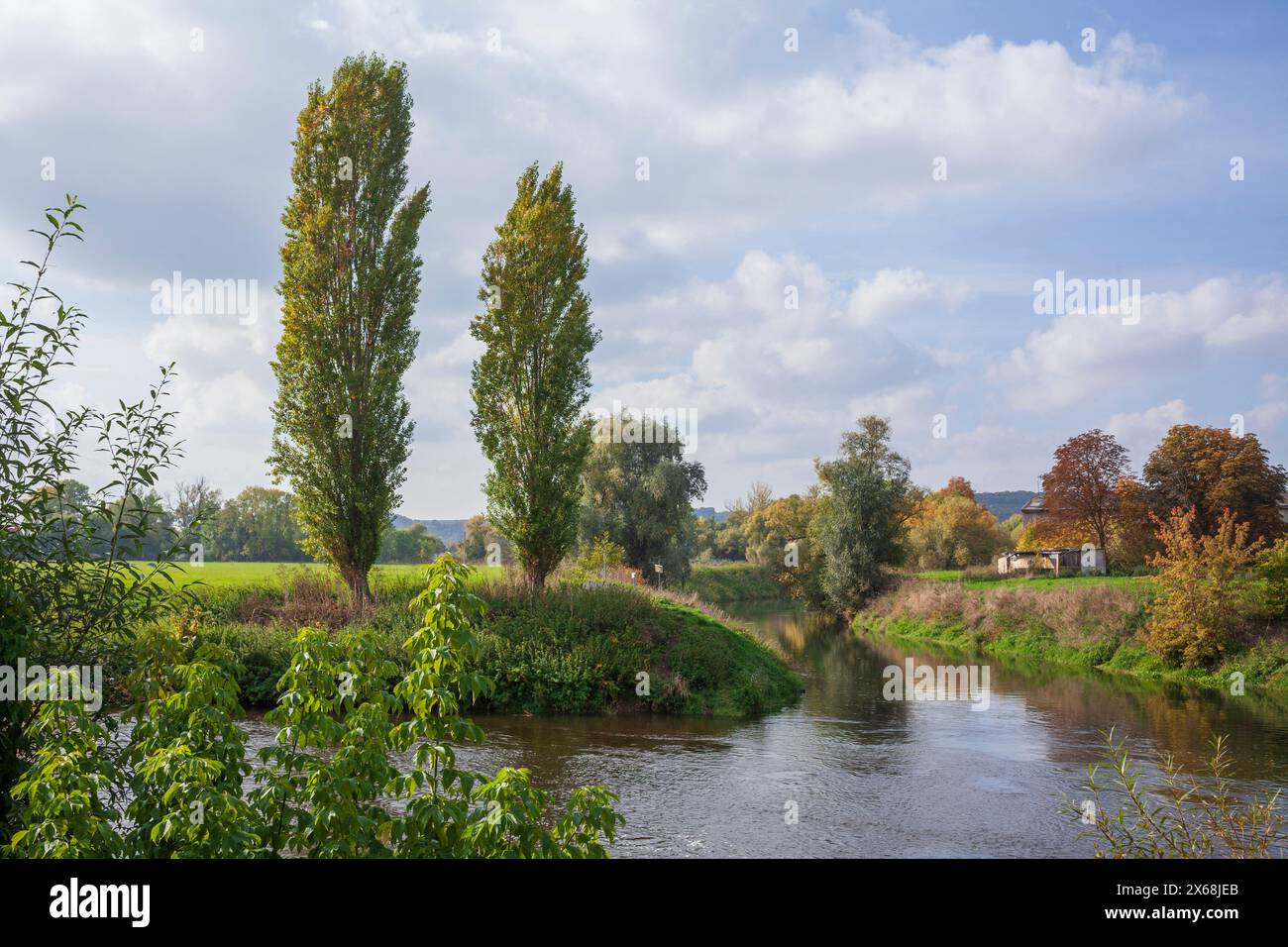 Mündung der Unstrut in die Saale, Blütengrund, Naumburg, Sachsen-Anhalt, Deutschland, Europa Stockfoto