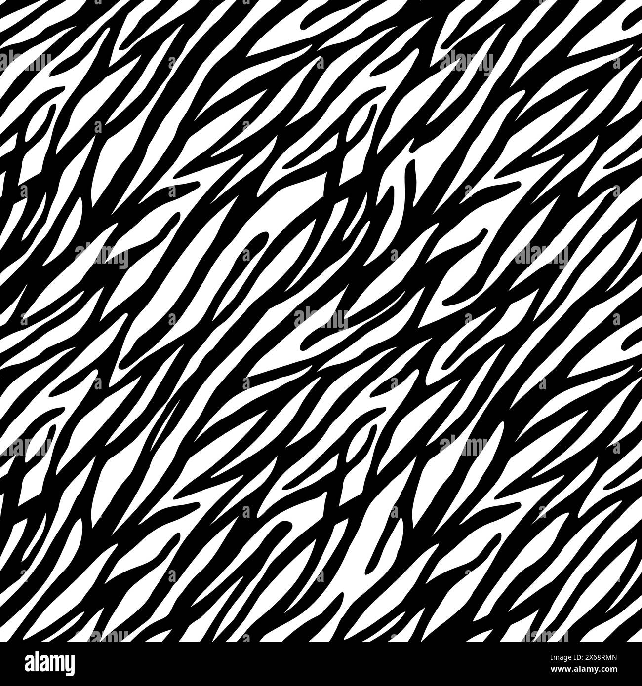 Ein Zebramuster wird in Schwarzweiß gezeigt. Das Muster ist sehr detailliert und hat eine große Textur. Das Bild hat einen auffälligen und auffälligen Look Stock Vektor