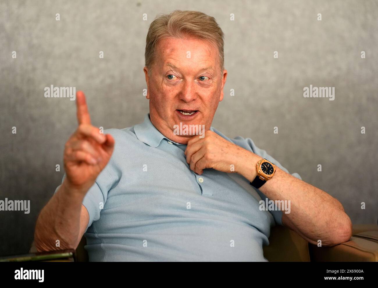 Promoter Frank Warren während eines Medientages in Riad. Der Titelkampf zwischen Tyson Fury und Oleksandr Usyk findet am Samstag, den 18. Mai, statt. Bilddatum: Montag, 13. Mai 2024. Stockfoto