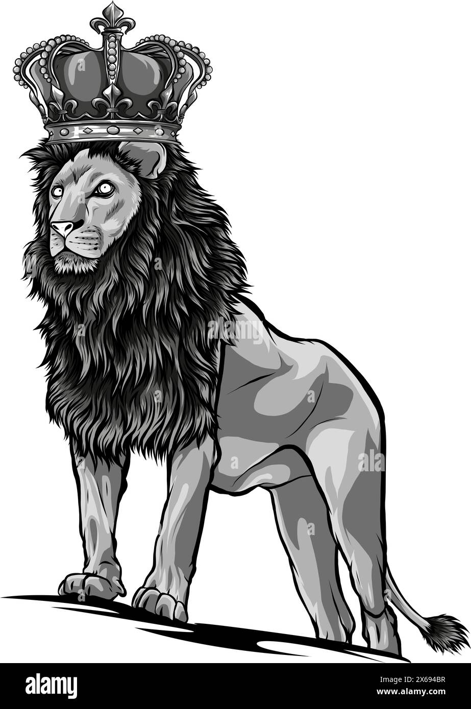 vektordarstellung der Silhouette des Löwen auf weißem Hintergrund Stock Vektor