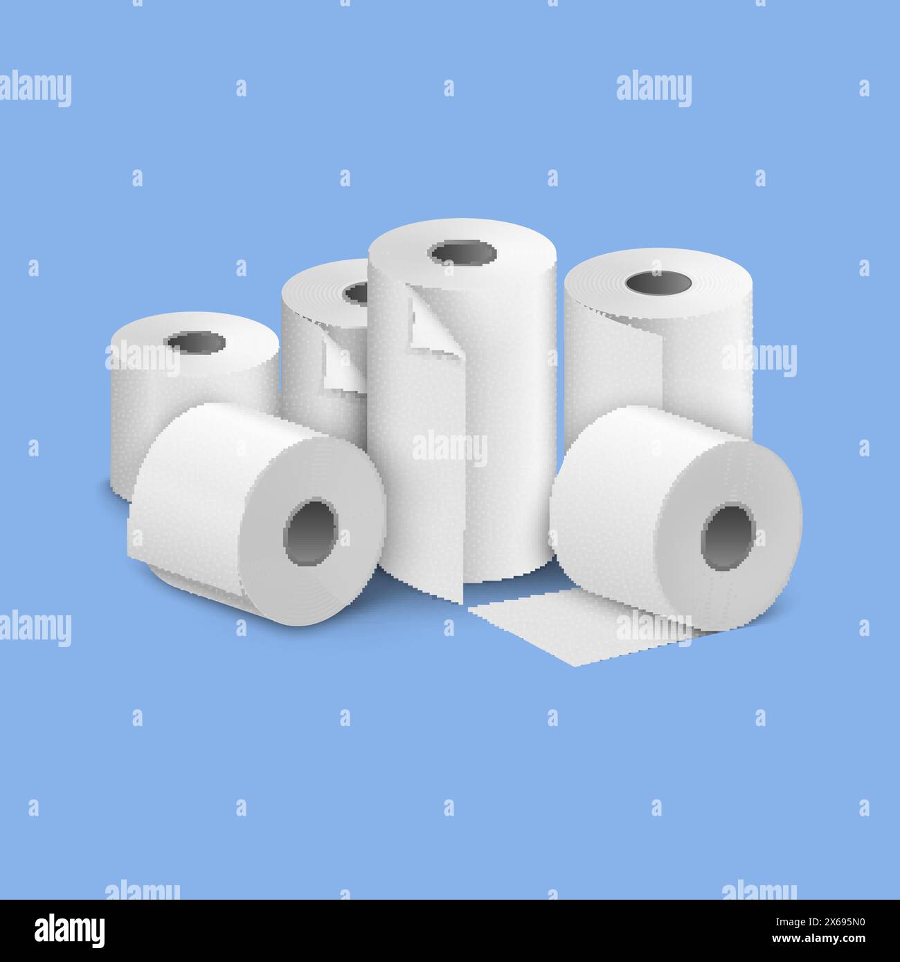 Toilettenpapierrollen. Toilettenhandtuchsymbol isolierte realistische Illustration. Küche, wc, weißes Klebeband Stock Vektor