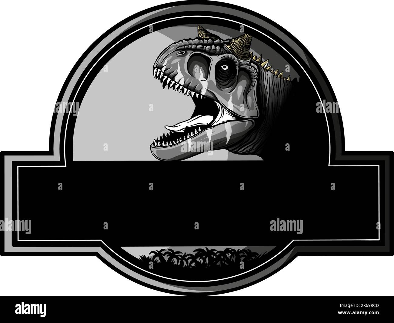 Einfarbiges Logo des Dinosauriers auf Parkvektor Stock Vektor