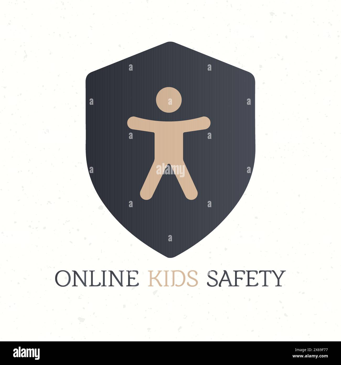 Online-Kindersicherheit. Care and Protection of People Logo mit Schild, Design des Vektors für Eltern. Abbildung des Rohteils Vektors isoliert auf weiß Stock Vektor