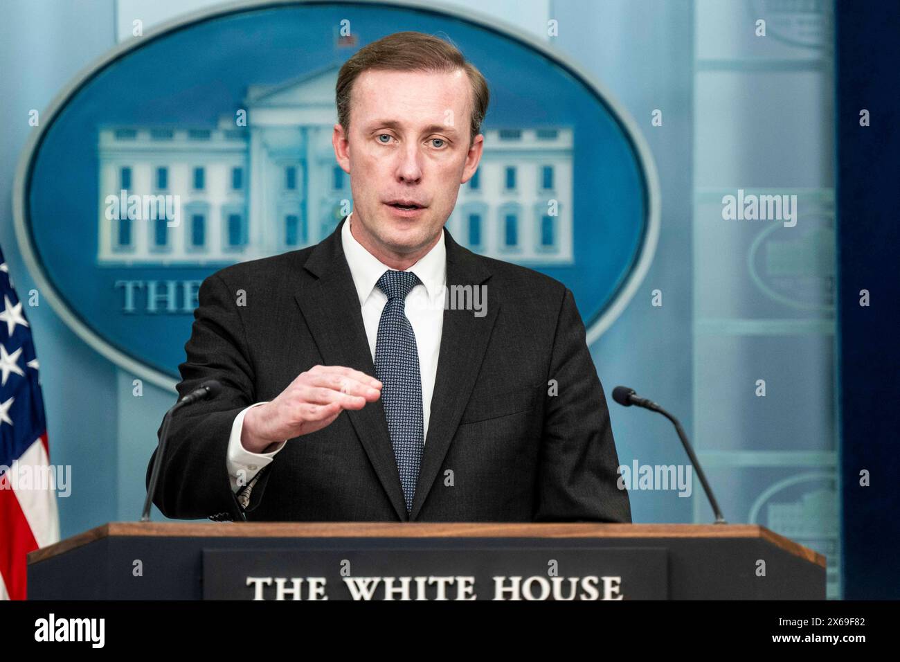 Washington, District of Columbia, USA. Mai 2024. Nationaler Sicherheitsberater JAKE SULLIVAN spricht bei einer Pressekonferenz im Pressebriefing-Raum des Weißen Hauses im Weißen Haus in Washington, D.C. (Kreditbild: © Michael Brochstein/ZUMA Press Wire) NUR REDAKTIONELLE VERWENDUNG! Nicht für kommerzielle ZWECKE! Stockfoto