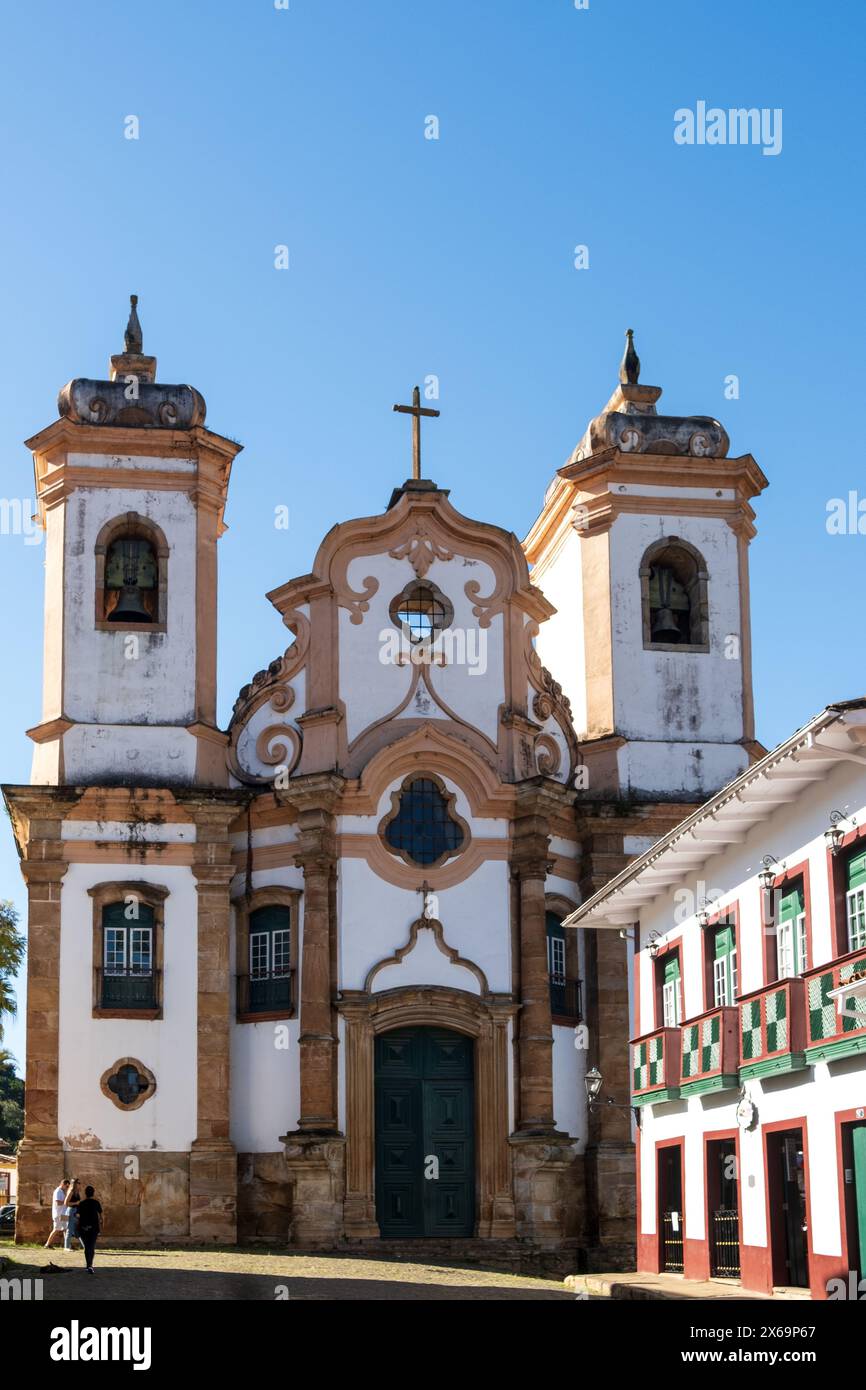 Ouro Preto, Minas Gerais, Brasilien - 3. Mai 2024: Basilika Nossa Senhora do Pilar Stockfoto