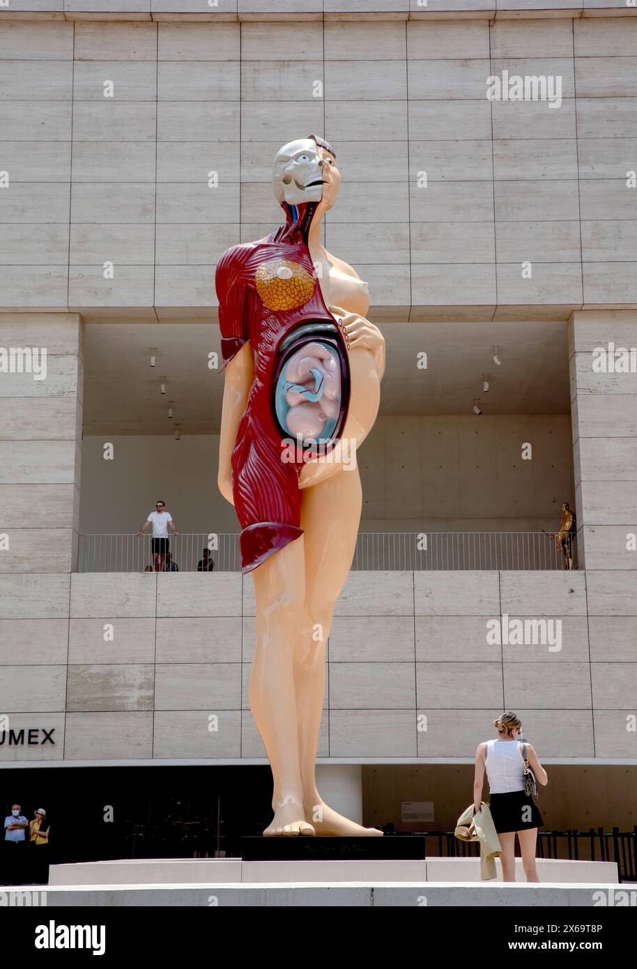 Jungfrau-Mutter-Statue von Damien Hirst vor dem Jumex-Museum, Mexiko-Stadt, Mai 2024 Stockfoto